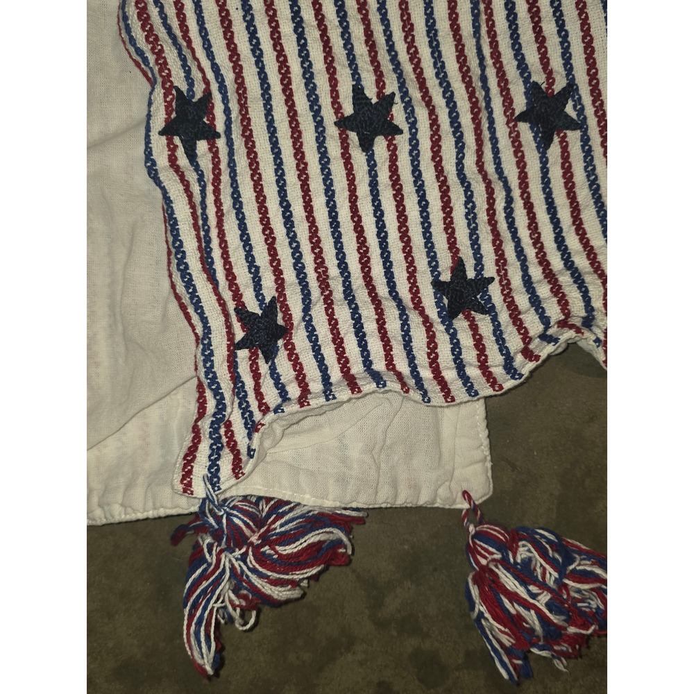 Nautica Home Americana Stars and Stripes Cotton Table Runner with Tassels